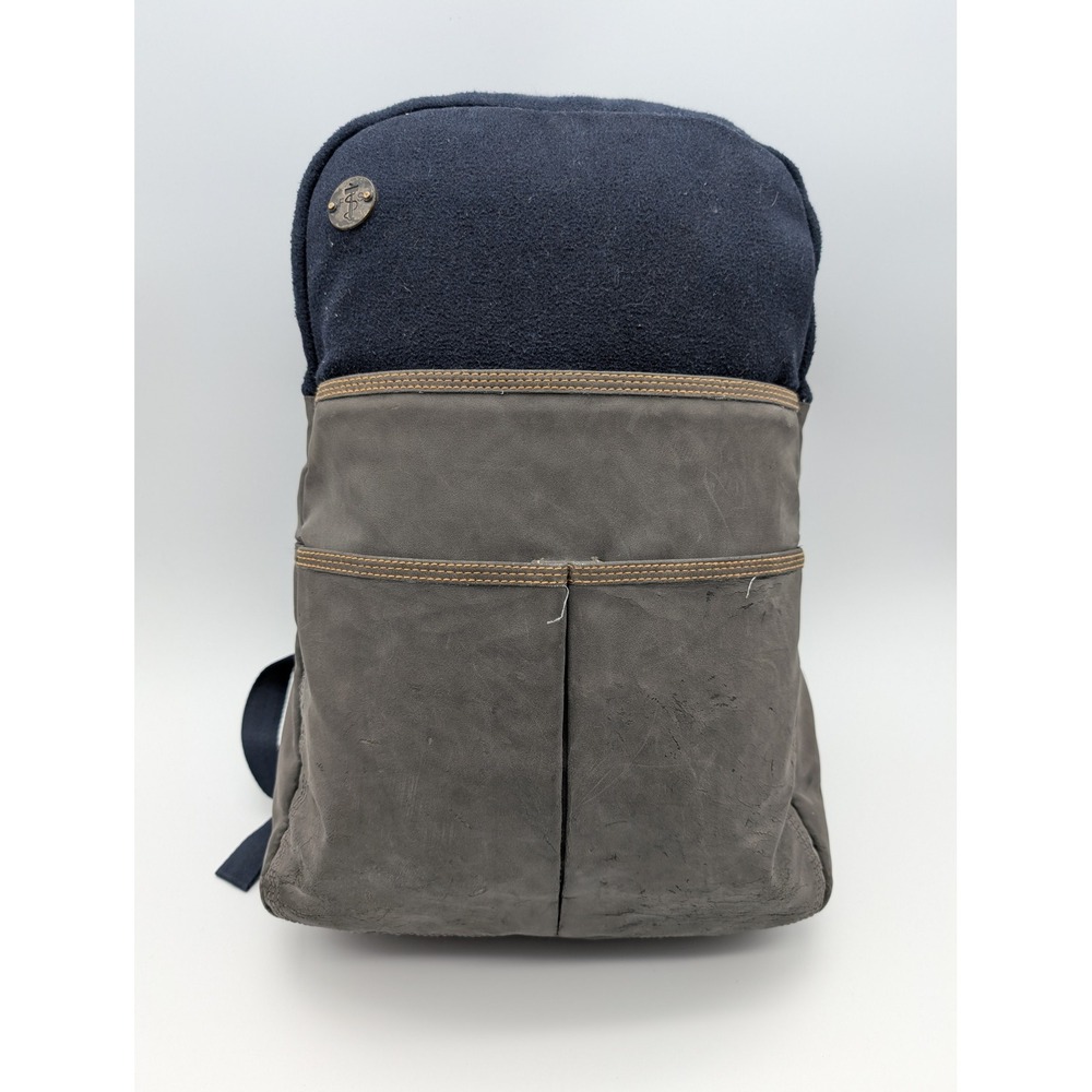 Focused Space Backpack Navy Blue Felt and Gray Mixed Media Tech Bag